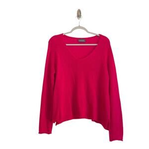 Wooden Ships Mohair Wool Slouchy V-Neck Sweater Raspberry Pink Size Small/Medium